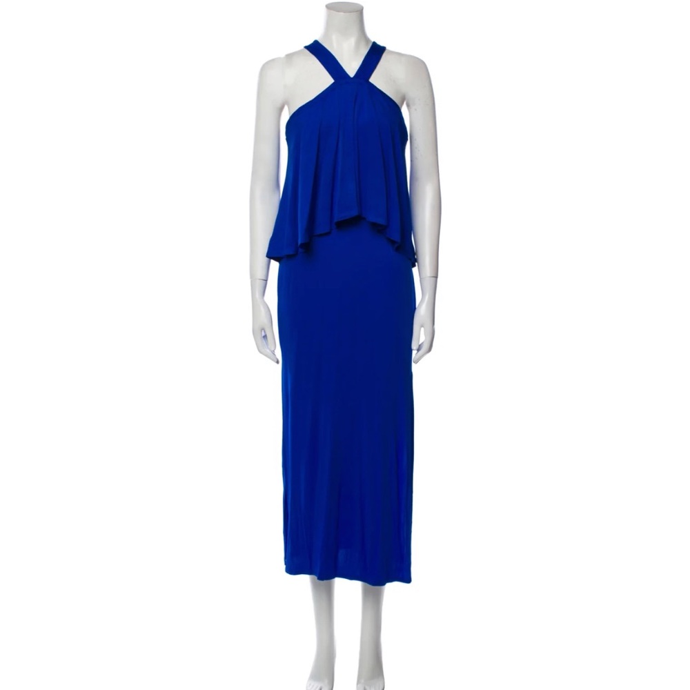 Yigal Azrouël Silk Dress
Blue
Ruffle Embellishment
Halterneck
